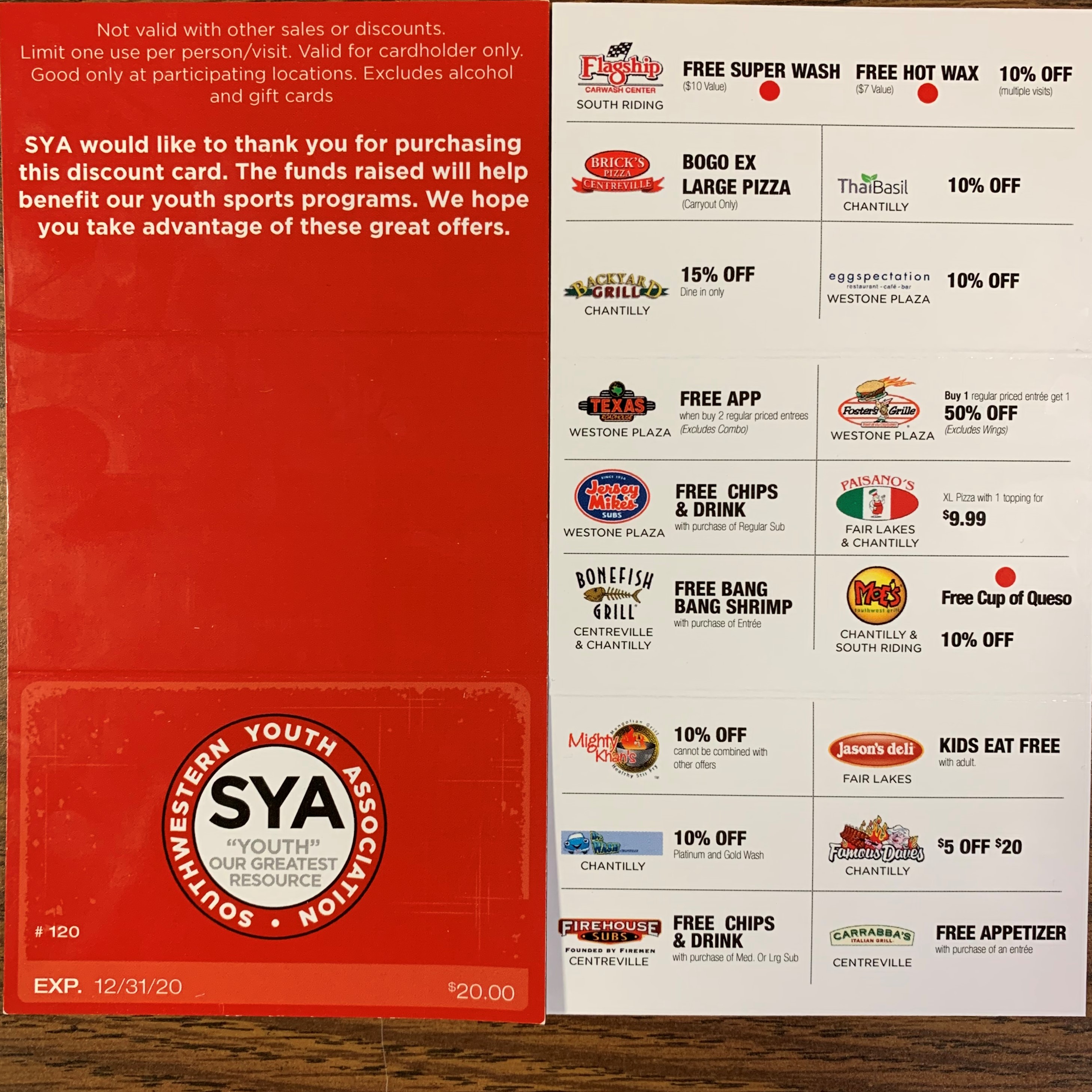 Buy Your SYA Real Deal Discount Card Today!! 